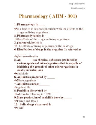 FISHERIES QUESTION BANK (5th sem)