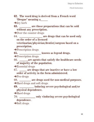 FISHERIES QUESTION BANK (5th sem)