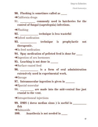 FISHERIES QUESTION BANK (5th sem)