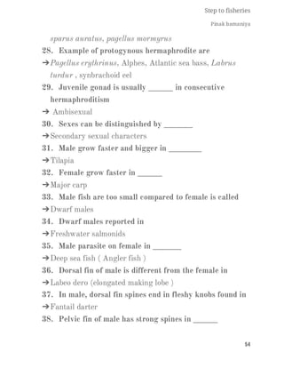 FISHERIES QUESTION BANK (5th sem)