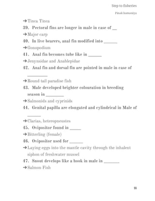 FISHERIES QUESTION BANK (5th sem)