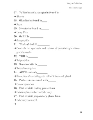 FISHERIES QUESTION BANK (5th sem)