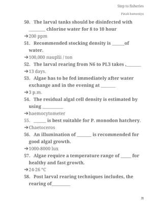 FISHERIES QUESTION BANK (5th sem)