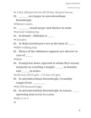 FISHERIES QUESTION BANK (5th sem)