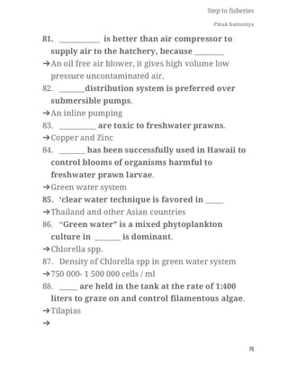 FISHERIES QUESTION BANK (5th sem)