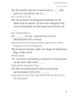 FISHERIES QUESTION BANK (5th sem)