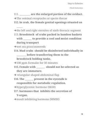 FISHERIES QUESTION BANK (5th sem)