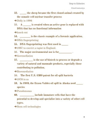 FISHERIES QUESTION BANK (5th sem)