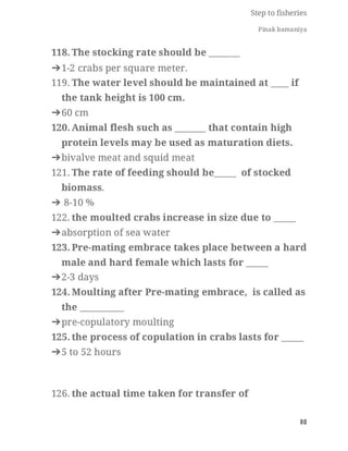 FISHERIES QUESTION BANK (5th sem)