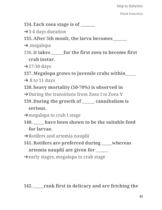 FISHERIES QUESTION BANK (5th sem)