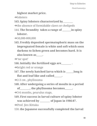 FISHERIES QUESTION BANK (5th sem)