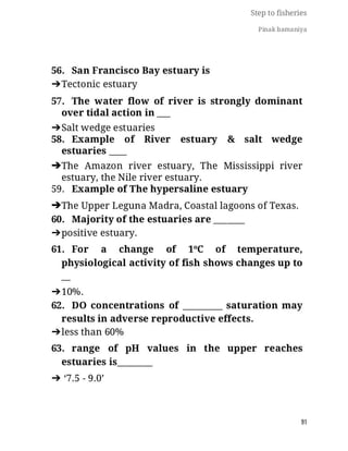 FISHERIES QUESTION BANK (5th sem)