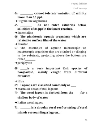 FISHERIES QUESTION BANK (5th sem)
