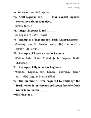 FISHERIES QUESTION BANK (5th sem)