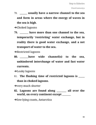 FISHERIES QUESTION BANK (5th sem)