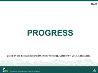 PROGRESS
15/20
Based on the discussions during the MRV workshop, October 6th, 2017, Addis Ababa
 