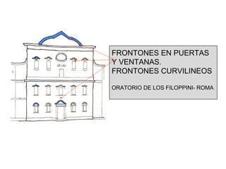 FRONTONES EN PUERTAS Y VENTANAS.  FRONTONES CURVILINEOS ORATORIO DE LOS FILOPPINI- ROMA  