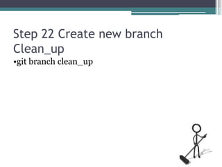 Step 22 Create new branch
Clean_up
•git branch clean_up
 