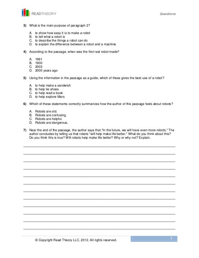 Printables Read Theory Llc 3 robots free sample 1 readtheory questions copyright read theory llc