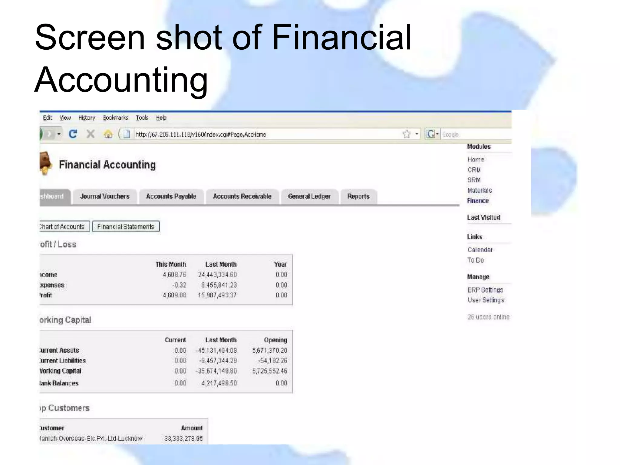 Screen shot of Financial
Accounting
 