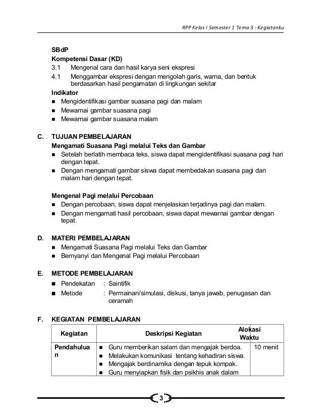 Dapatkan Gambar 3 Rpp SD Kelas 1 Semester 1 Kegiatanku Terkeren by Cikimm.com