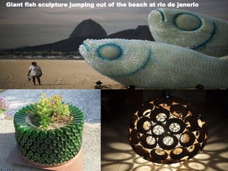 Giant fish sculpture jumping out of the beach at rio de janerio
 