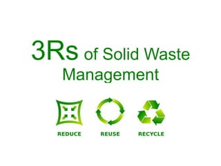3Rs of Solid Waste
Management
 