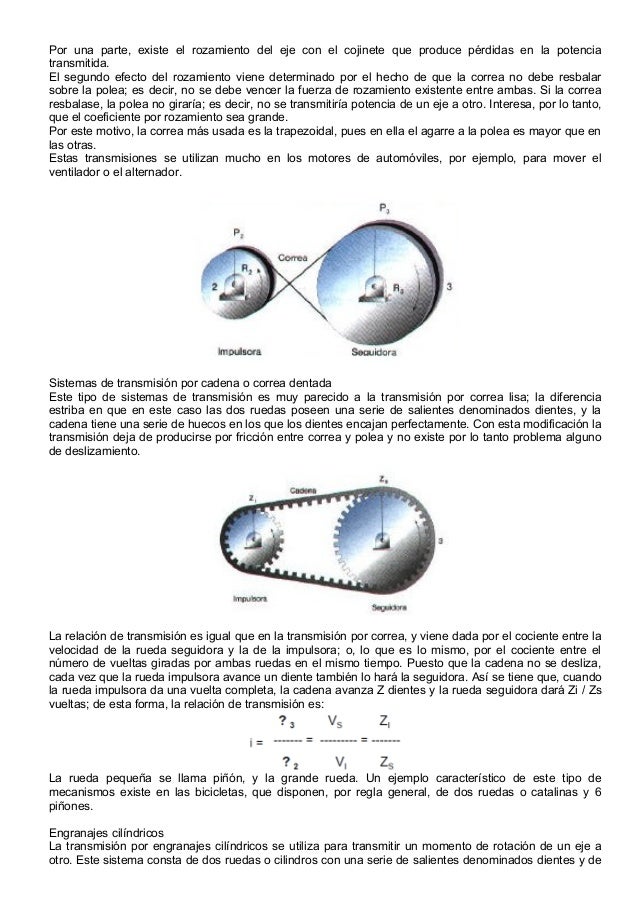 Ruedas de fricción transmisión por correa engranajes