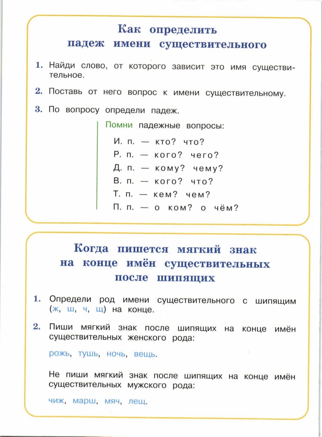 Склонение имён прилагательных 3 класс