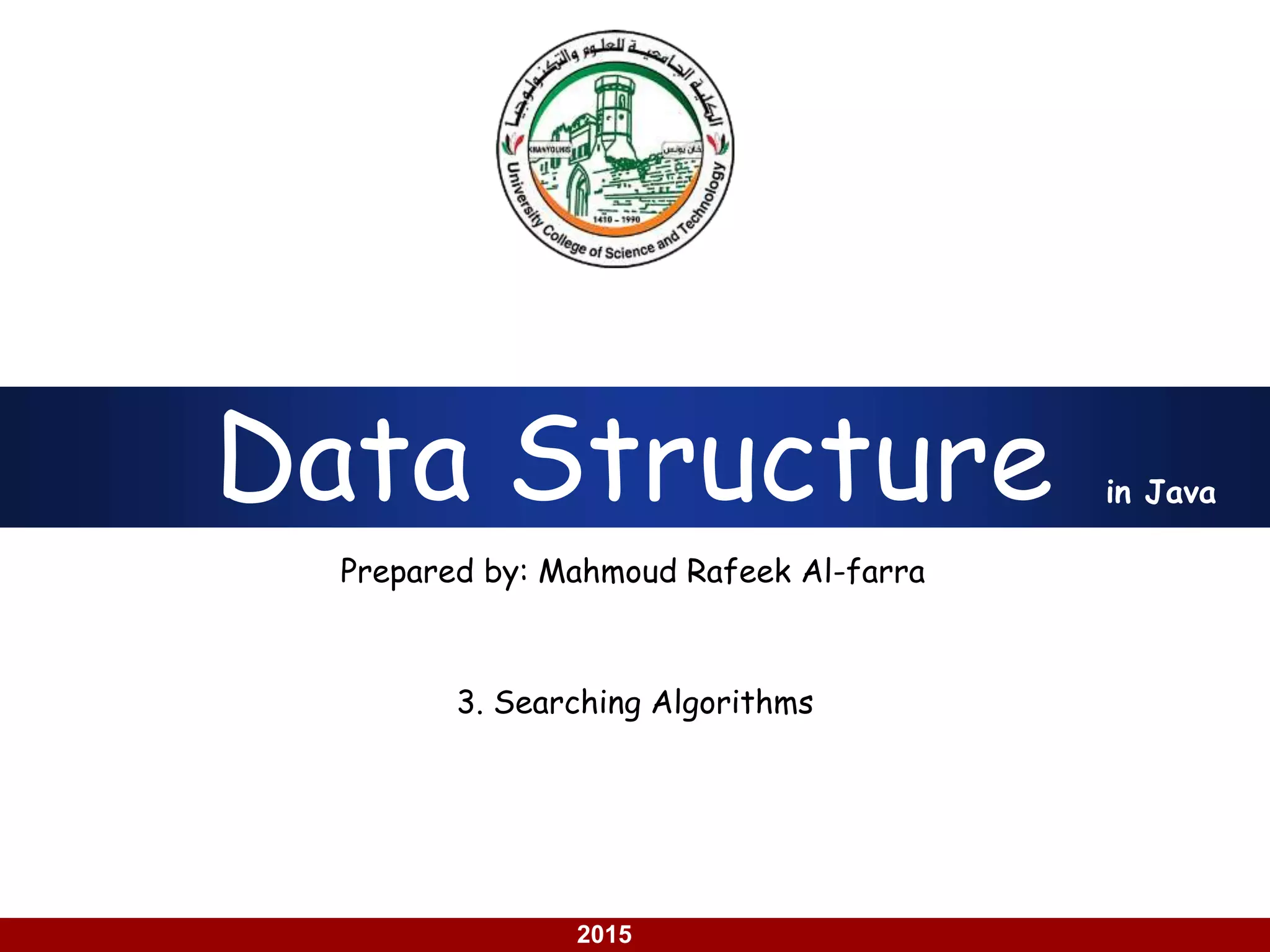 3 searching algorithms in Java | PPT
