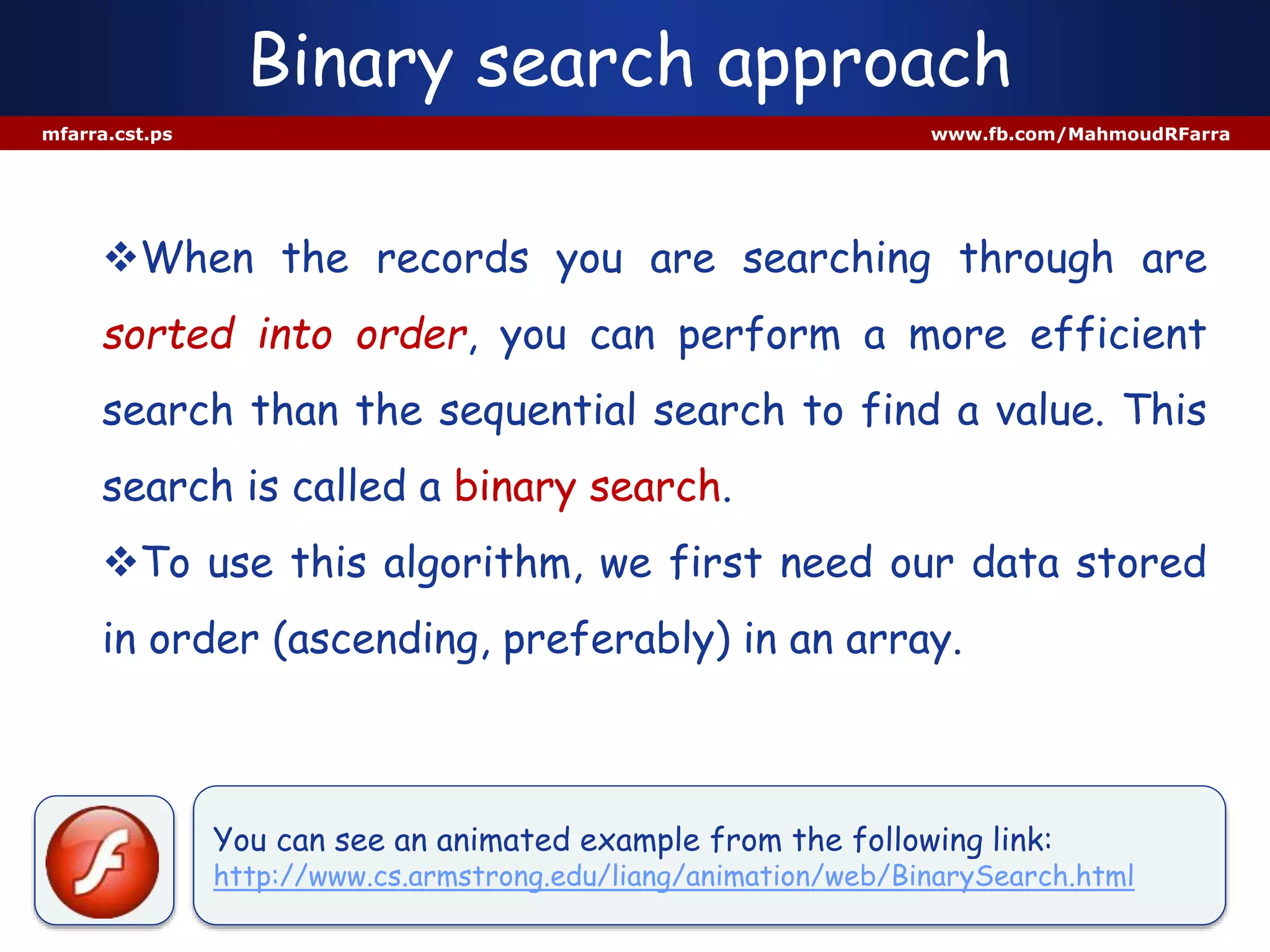 3 searching algorithms in Java | PPT