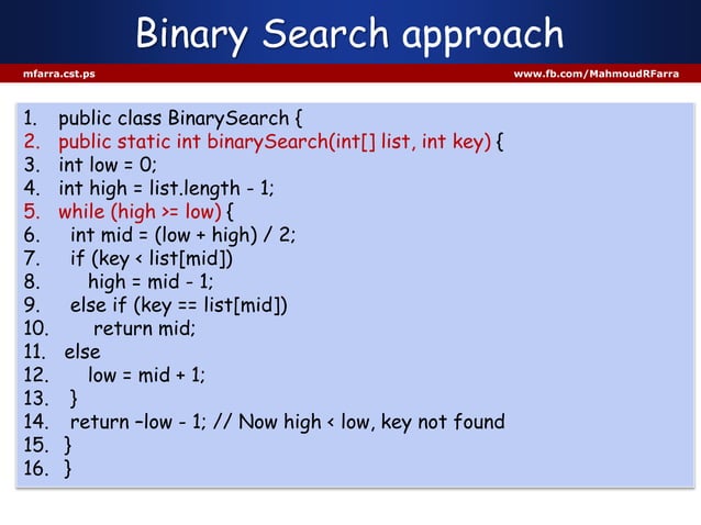 3 searching algorithms in Java | PPT