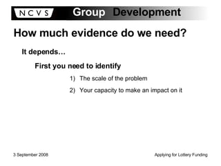 How much evidence do we need? It depends… First you need to identify The scale of the problem Your capacity to make an impact on it 