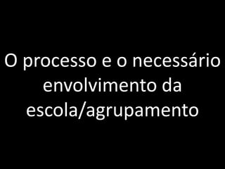 O processo e o necessário envolvimento da escola/agrupamento