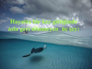 Hayatta bir kez gittiğinde
asla geri dönmeyen üç şey:
 