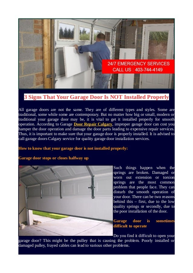 3 Signs That Your Garage Door Is Not Installed Properly