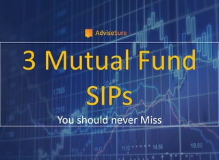 3 Mutual Fund
SIPs
You should never Miss
 