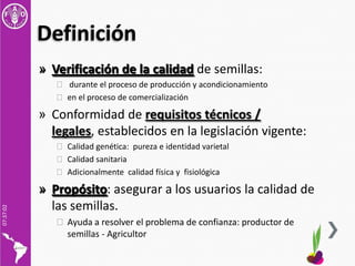 Sistemas de Control de Calidad de Semillas, Por Gonzalo Tejada, FAO-RLC