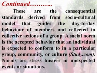 3 social norms; meaning & characteristics both English and Hindi | PPTX