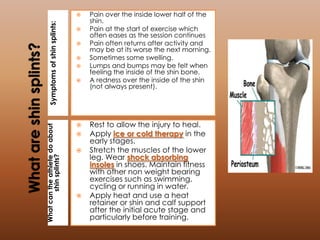 Shin Splints Bone Look Power Point SPORTS INJURIES 3º ESO Secciones | PPTX
