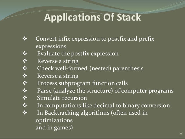 What are the applications of stacks in data structures?