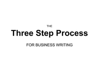 THE Three Step Process FOR BUSINESS WRITING 