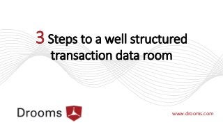 3 Steps to a well structured
transaction data room

www.drooms.com

 