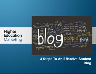 3 Steps to Create an Effective Student
Blog
Slide 1
3 Steps To An Effective Student
Blog
 