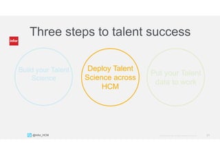 Three steps to talent success 
Build your Talent 
Science 
Deploy Talent 
Science across 
HCM 
Put your Talent 
data to wo...