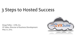 Technology Innovation Conference
September 2014
Doug Tolley – LVM, Inc.
VP Sales, Director of Business Development
May 21, 2015
3 Steps to Hosted Success
 