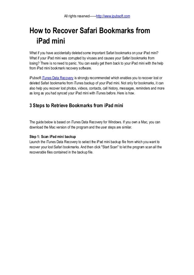3 Steps to Retrieve Bookmarks from iPad Mini
