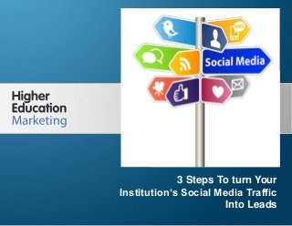3 Steps To Turn Your Institution’s Social
Media Traffic Into Leads
Slide 1
3 Steps To turn Your
Institution’s Social Media Traffic
Into Leads
 