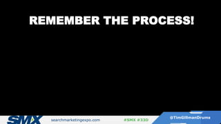 searchmarketingexpo.com
@TimGillmanDrums
#SMX #33D
REMEMBER THE PROCESS!
 