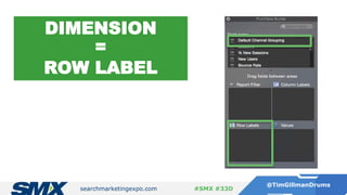searchmarketingexpo.com
@TimGillmanDrums
#SMX #33D
DIMENSION
=
ROW LABEL
 